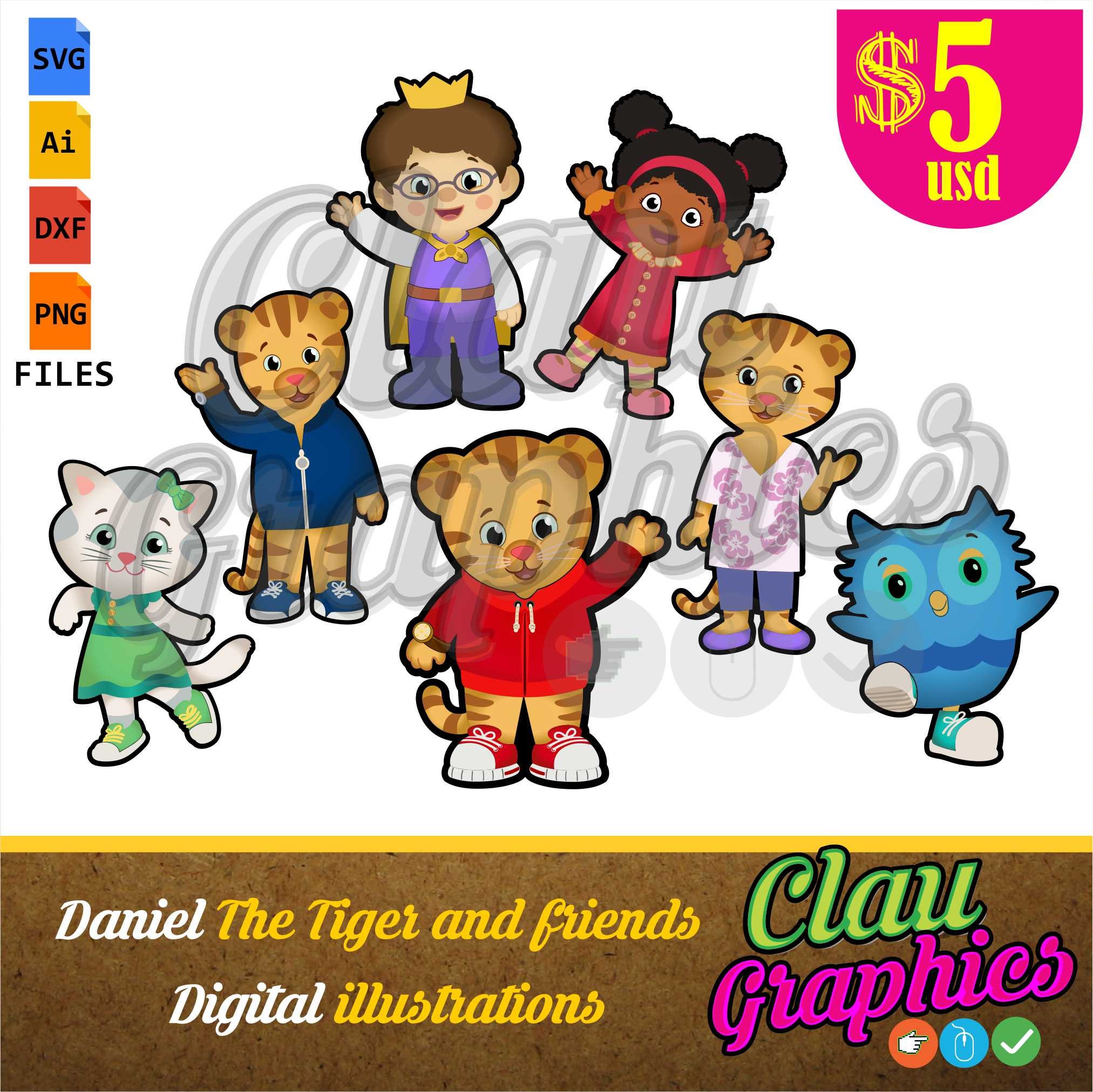 Daniel The tiger and friends SVG patterns and PNG images cute