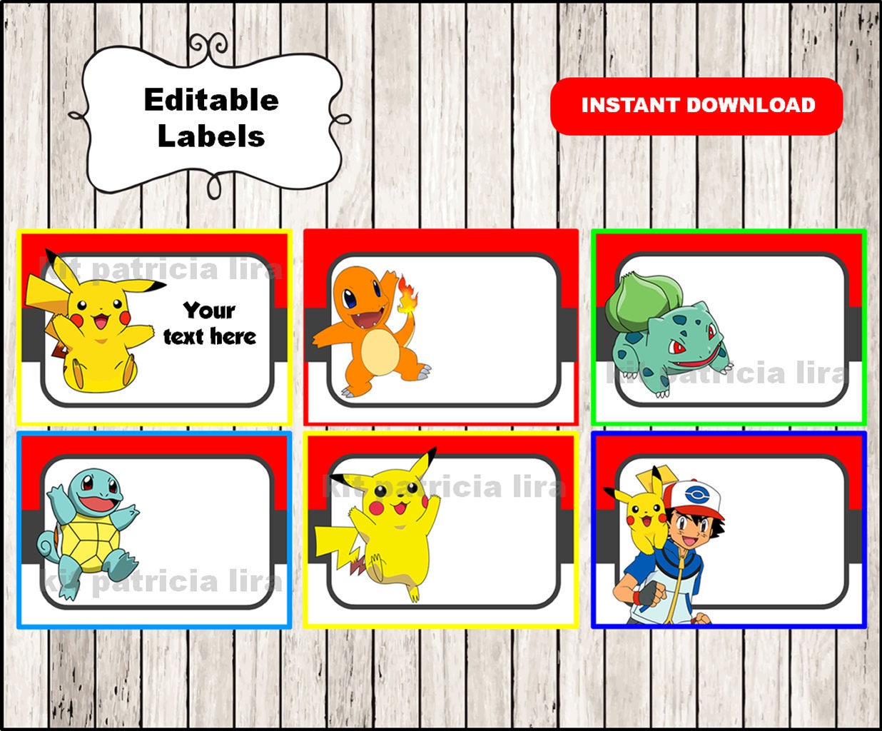 Pokemon School Label Name Label Name Tag Sticker Back To