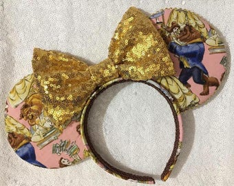 Beauty and the beast ears, Belle, Beast, Red rose