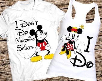 I dont do matching tanks, I don't do matching tanks, Mickey and Minnie couple tanks, Minnie and Mickey tank tops, Disney couple tank tops