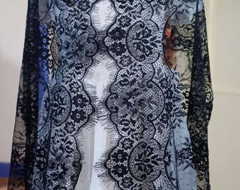 1.5metres * 40 cm lace CHANTILLY lace black mud Ref.1537