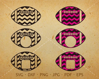 Chevron Football SVG, Football Monogram Frame Clipart Silhouette Cricut Cut Files Commercial use (svg, dxf, eps, png, jpg)