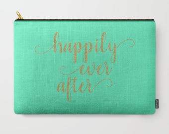 Happily Ever After, Wedding Makeup Bag Large, Gift For Wife Birthday Gift, Gift For Bride From Groom, Cosmetic Bag Large, Toiletry Bag Women