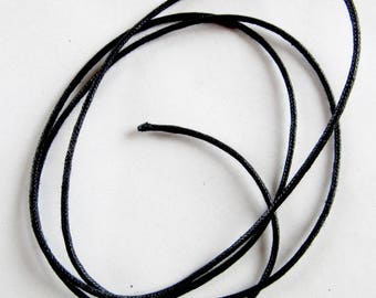 2 mètres cordon coton ciré noir, 1,5mm