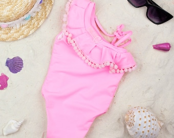 Pink swimsuit,Two pieces,One piece swimsuit,Baby girl swimwear,Toddler swimsuit,Baby bikini,Toddler bikini,One shoulder suit