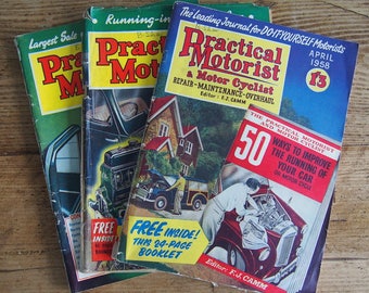 3 PRACTICAL MOTORIST MAGAZINES 1950's