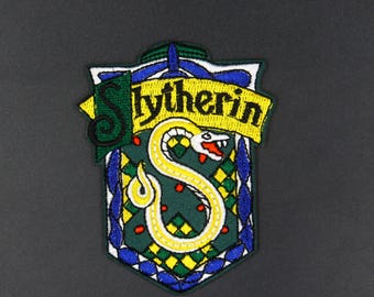 Harry Potter Patch House Slytherin Crest Embroidered Iron on Badge Costume Applique Motif Wizard Hogwarts