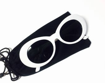 Oval Frame Tinted Dark Lens Retro 90s Kurt Cobain Sunglasses