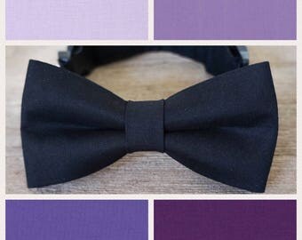Purple Dog Bow Tie, Wedding Dog Bow Tie and Collar, Wedding Dog Bow Tie, Dog Collar, Black Dog Collar, Purple Dog Collar, #dog