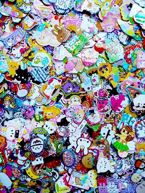 Kawaii Sticker Flakes 50/100/200 Pieces Cute Grab Bag Crafting