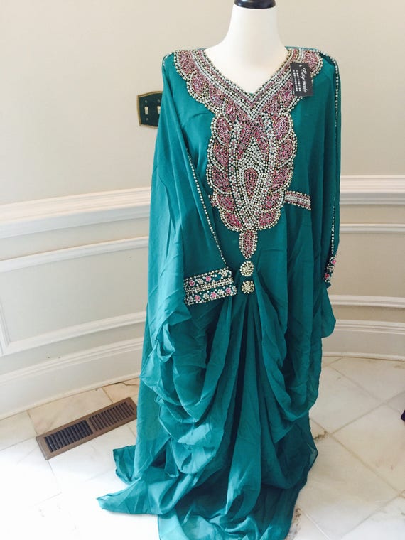 Egyptian Goddess Abaya Caftan Embellished Kaftan Dress