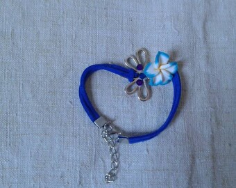 Bracelet silver Dragonfly and blue flower