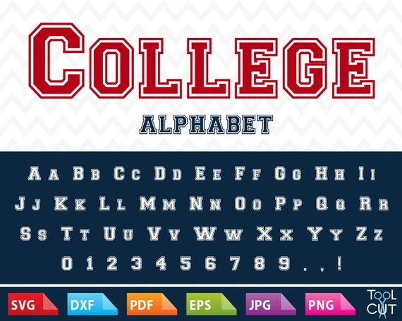 College Monogram Font Svg Sport Alphabet Svg Sport Letters Svg