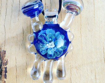 Borosilicate Glass, Flower, Implosion, Pendant, Necklace, Heady Glass Pendant, Heady Drip Pendant, Shrooms