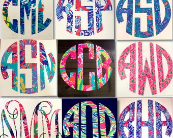 Lilly Pulitzer Decal, Lilly Pulitzer Monogram Decal, Lilly Pulitzer Decal for Yeti Cup, Lilly Pulitzer Car Decal, Laptop Decal,