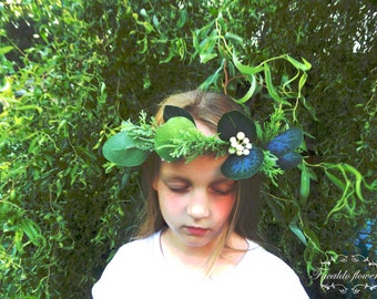 Eucalyptus floral crown flower hair wreath boho wedding hair accessories silk flowers bridal crown foliage greenery headpiece