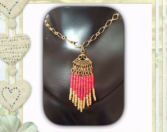 Antique gold fan spacer necklace. Or set.