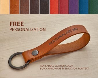 Personalized Leather Keychain Gift for Him, Gift Key Chain, Custom Keychain Leather Anniversary, Key Fob Custom Key Chain Initial, Monogram