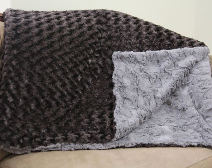 Faux Fur Throw, Minky Blanket, Adult Minky Throw, Large Minky Blanket, Gift for Him, Anniversary Gift, Gift for Husband, Gift for Men