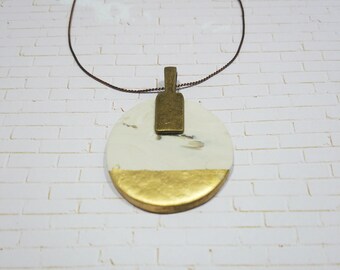 Color Blocked Clay Pendant Necklace - TheHiddenBin