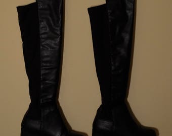 Vintage Style Black Leather Boots