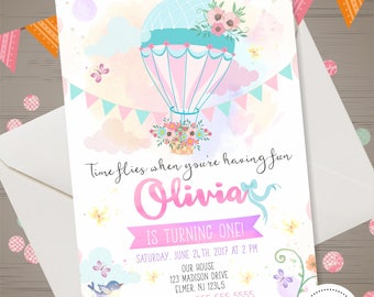 Hot Air Balloon 1St Birthday Invitations 9