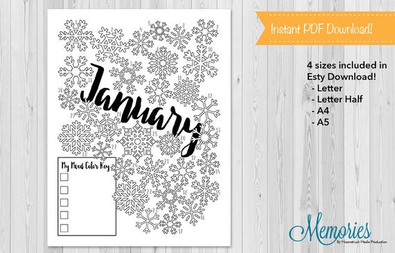 January Mood Tracker Bullet Journal Mood Chart Snow Flake