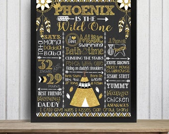 SALE Wild One First Birthday Chalkboard, 1st Birthday Printable Sign, King of All things Sign, Tee Pee, Tribal Arrow, Wild one chalkboard