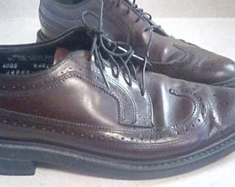 Vintage Oakwoods Wing Tip Longwing Oxfords Leather Mens Shoes Dark Brown 4085 W 46128 04886 H S91