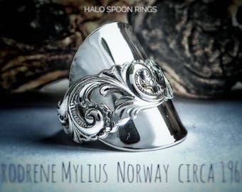 Stunning Ladies Norwegian Solid Silver Spoon Ring by The Silversmith Brodrene Mylius, in the 'Tele pattern' Circa 1960 Hallmarked 830s