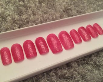 Pink fake nails | Etsy