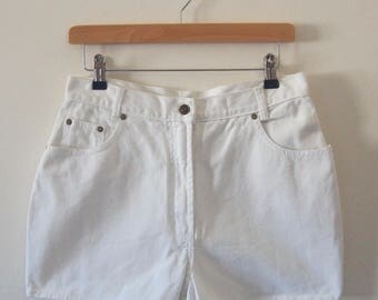 Vintage J.F.GEE White Denim Shorts, Size S-M