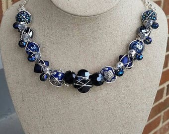 True Blue Wire Wrapped Necklace