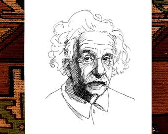 Albert Einstein Ink Drawing