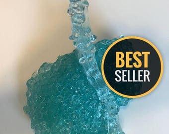 Teal Fishbowl Slime - Teal/Clear Slime with Fishbowl Beads (includes Extras) - Best Slime - Popular slime - Crunchy Slime