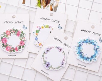 Wreth flowers Post It Notes, plant Sticky Notes, planner essentials .happy planners happy planners