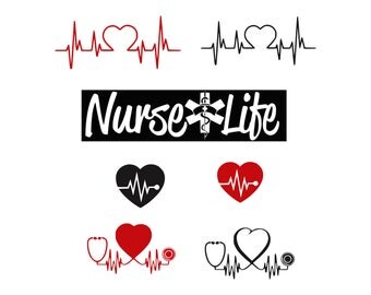 stethoscope svg nurse life svg svg files DIY Vinyl Decal Heart Shaped Stethoscope svg files for cricut silhouette Vector files