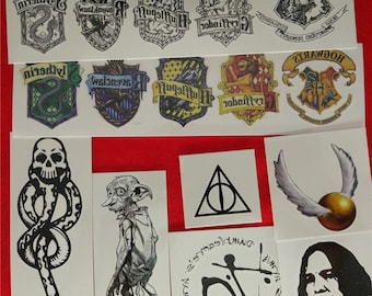 HARRY POTTER 8Pcs Set Temporary Tattoo Cosplay Death Eater Dobby Hogwarts Dark Mark
