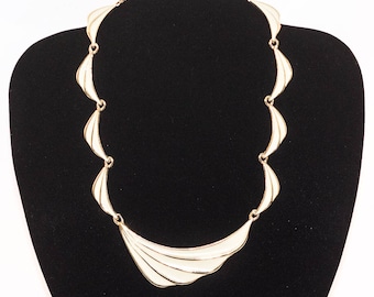 Vintage cream enamel linked panel necklace