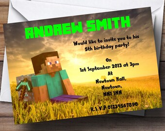Minecraft Personalised Children's Party Invitations