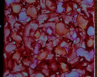 CERAMIC TILE: Patterned Abstract in Reds, Pinks, and Violet #012