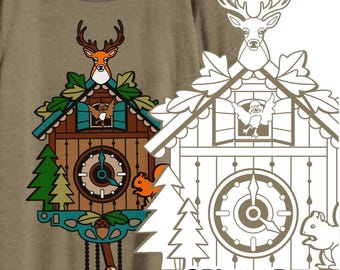 Svg Cuckoo Clock svg Design - SVG Studio3 DXF PDF - original art - for Cricut and Silhouette Cameo cut fun