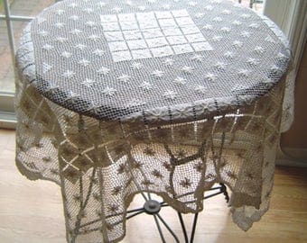 Antique Filet Lace Tablecloth Vintage Hand Made Lace Tablecloth Vintage Antique Cluny Lace Style Tablecloth
