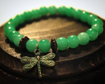 Dragonfly Bracelet, Glass Bead Bracelet, Meaningful Bracelet, Inspirational Bracelet, Dragonfly Jewelry, Gift for girlfriend