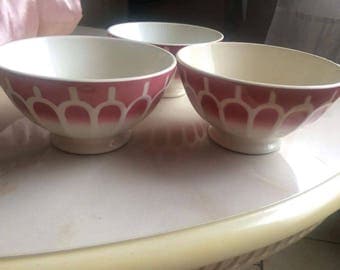 Set of 3 ribbed bowls with gadroons arches