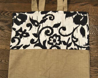tote bag linen black and white