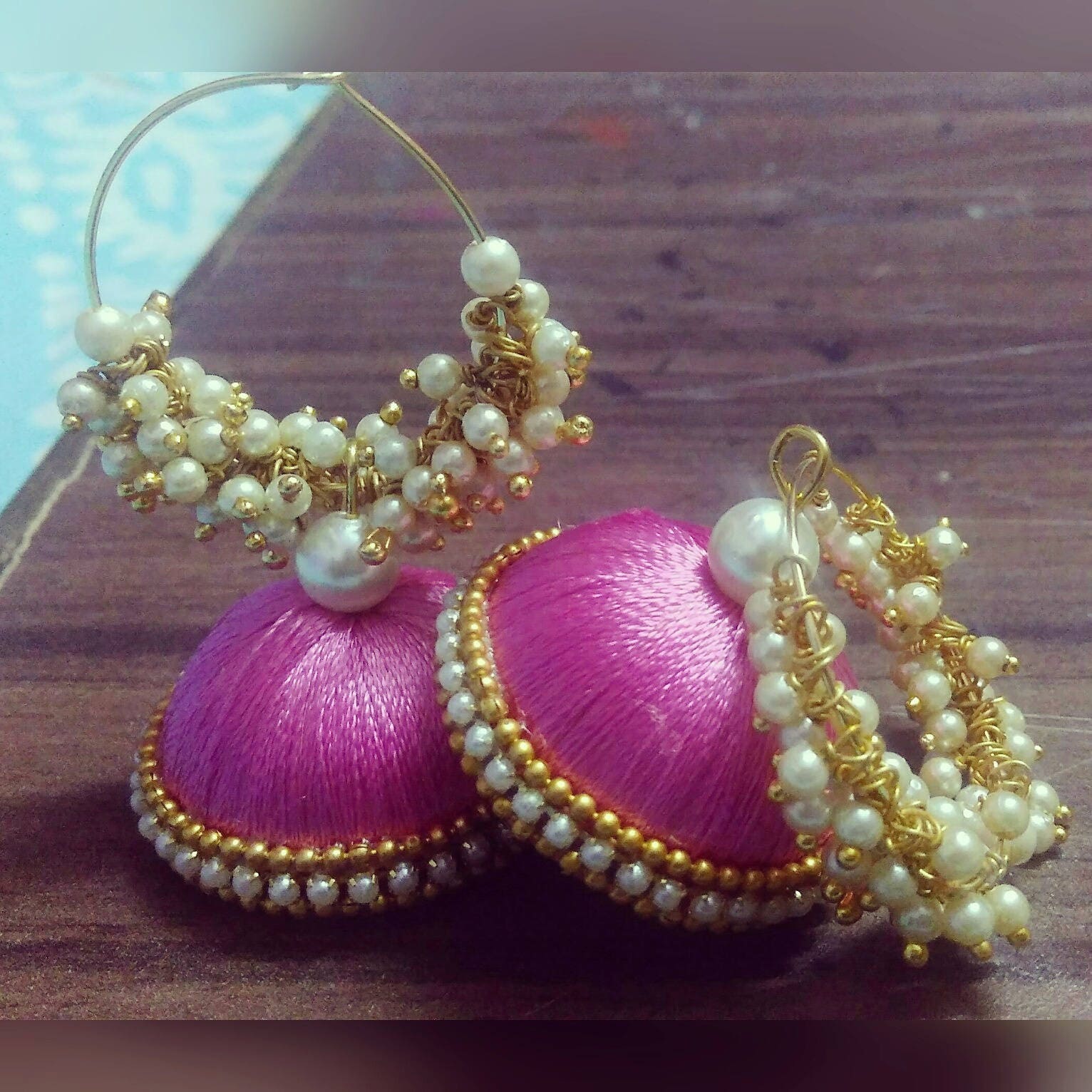 Silk thread earrings jhumkas