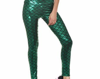 Green Mermaid Leggings Plus Size