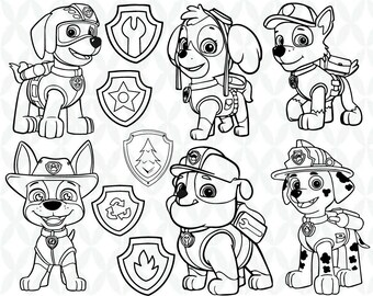 Paw Patrol outline - Cutting Files and Clipart Svg Png Eps Dxf Jpg Digital Graphic Design Instant Download Commercial Use