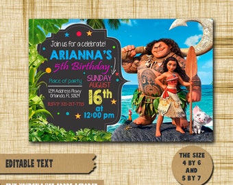 Moana Invitation,Moana Birthday,Moana Birthday Invitation,Moana PDF editable text,Moana party,invitation Moana,Birthday Moana